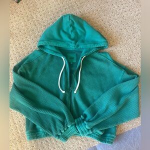 Aerie Cropped Waffle Hoodie